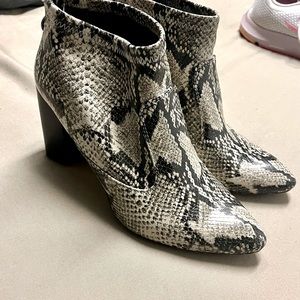 Snakeskin leather ankle boots